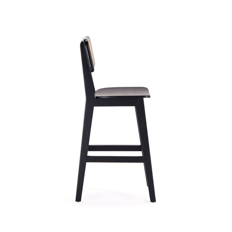 Versailles Counter Stool in Black and Natural Cane - Ornate Home