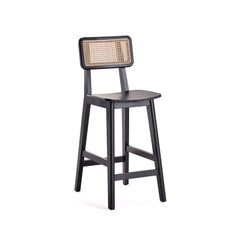 Versailles Counter Stool in Black and Natural Cane (set of 2) - Ornate Home