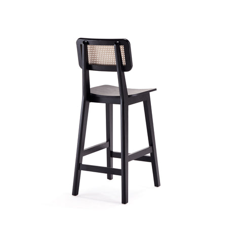 Versailles Counter Stool in Black and Natural Cane (set of 2) - Ornate Home