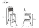 Versailles Counter Stool in Black and Natural Cane (set of 3) - Ornate Home