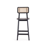 Versailles Counter Stool in Black and Natural Cane (set of 3) - Ornate Home