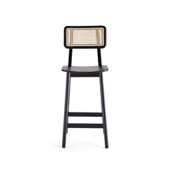 Versailles Counter Stool in Black and Natural Cane (set of 3) - Ornate Home