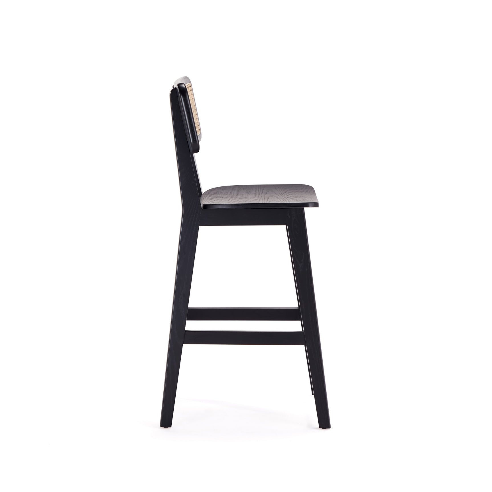 Versailles Counter Stool in Black and Natural Cane (set of 3) - Ornate Home