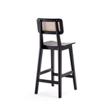 Versailles Counter Stool in Black and Natural Cane (set of 3) - Ornate Home