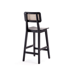 Versailles Counter Stool in Black and Natural Cane (set of 3) - Ornate Home