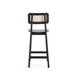 Versailles Counter Stool in Black and Natural Cane (set of 3) - Ornate Home