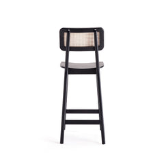 Versailles Counter Stool in Black and Natural Cane (set of 3) - Ornate Home