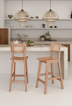 Versailles Counter Stool in Nature Cane (set of 2) - Ornate Home