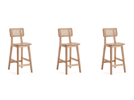Versailles Counter Stool in Nature Cane (set of 3) - Ornate Home