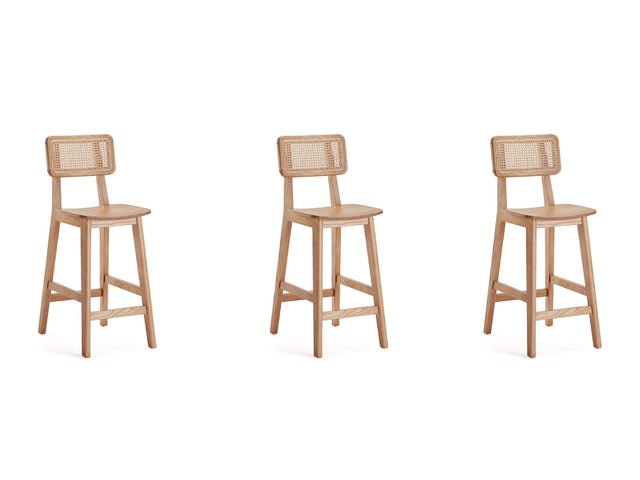 Versailles Counter Stool in Nature Cane (set of 3) - Ornate Home