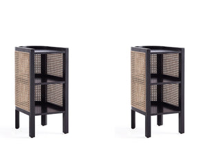 Versailles End Table in Black and Natural Cane (set of 2) - Ornate Home