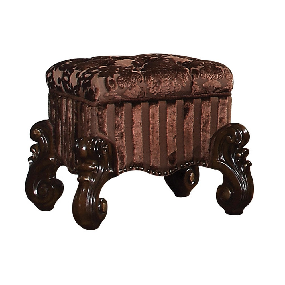 Versailles Fabric & Cherry Oak Vanity Stool - Ornate Home