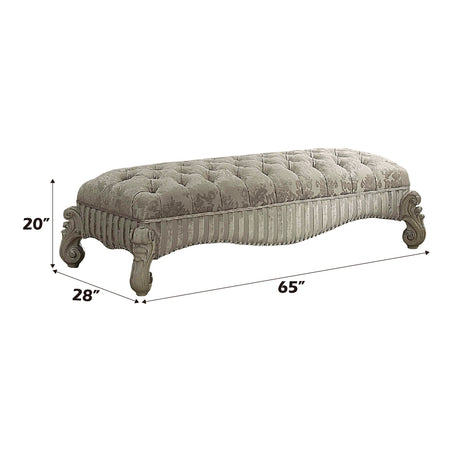 Versailles Ivory Fabric & Bone White Bench - Ornate Home