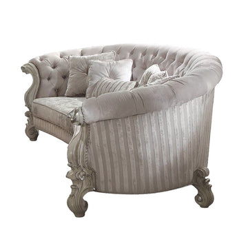 Versailles Ivory Velvet & Bone White Sofa w/5 Pillows - Ornate Home