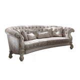 Versailles Ivory Velvet & Bone White Sofa w/5 Pillows - Ornate Home