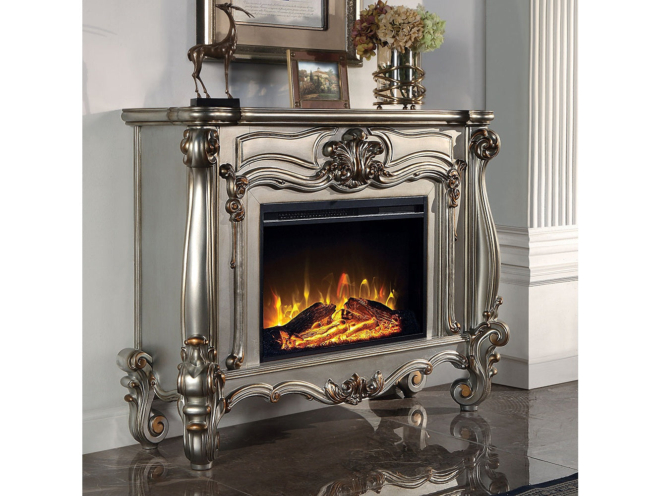 Versailles Platinum Fireplace - Ornate Home