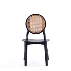 Versailles Round Dining Chair in Black and Natural Cane (set of 2) - Ornate Home