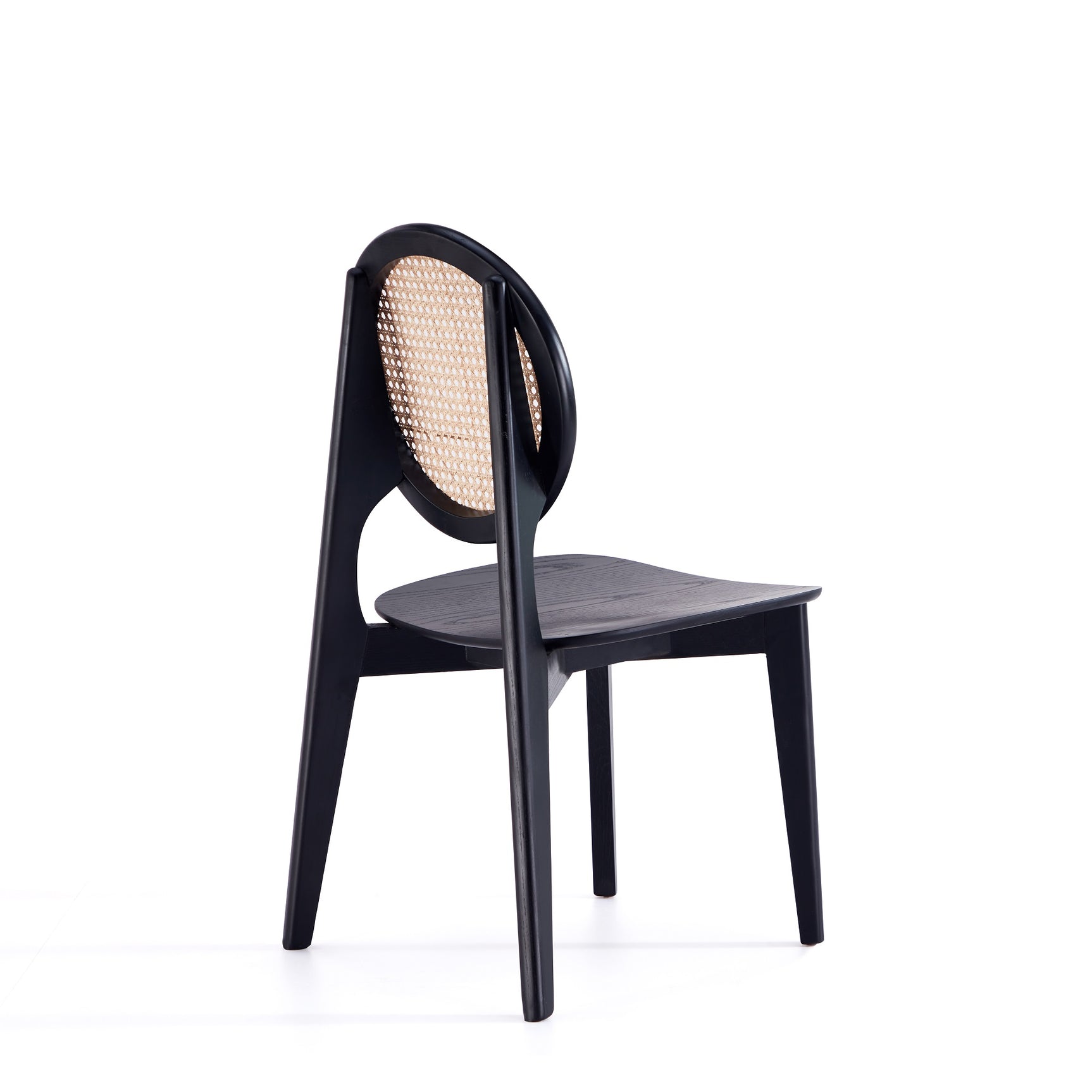 Versailles Round Dining Chair in Black and Natural Cane (set of 2) - Ornate Home