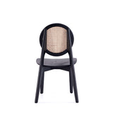 Versailles Round Dining Chair in Black and Natural Cane (set of 2) - Ornate Home