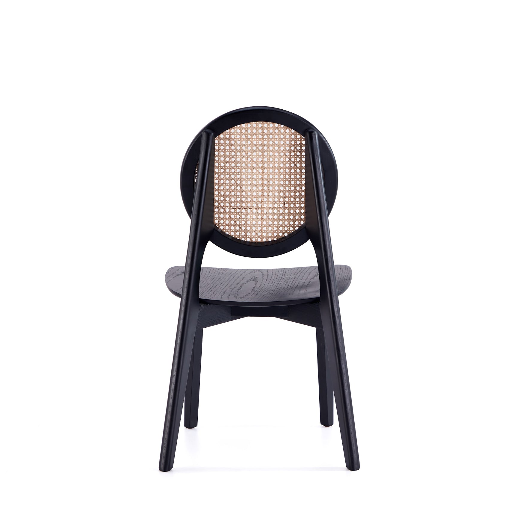 Versailles Round Dining Chair in Black and Natural Cane (set of 2) - Ornate Home