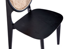 Versailles Round Dining Chair in Black and Natural Cane (set of 2) - Ornate Home