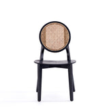 Versailles Round Dining Chair in Black and Natural Cane (set of 4) - Ornate Home