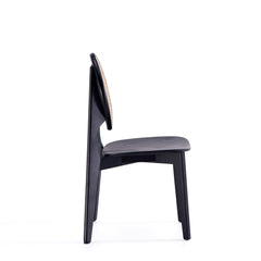 Versailles Round Dining Chair in Black and Natural Cane (set of 4) - Ornate Home