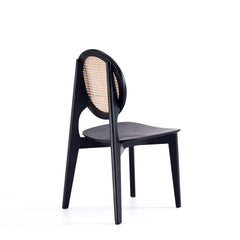 Versailles Round Dining Chair in Black and Natural Cane (set of 4) - Ornate Home