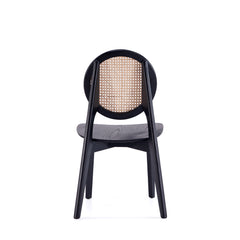 Versailles Round Dining Chair in Black and Natural Cane (set of 4) - Ornate Home