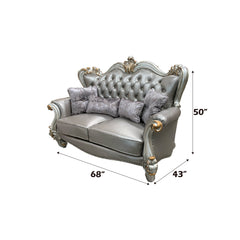 Versailles Silver Loveseat W/4 Pillows - Ornate Home