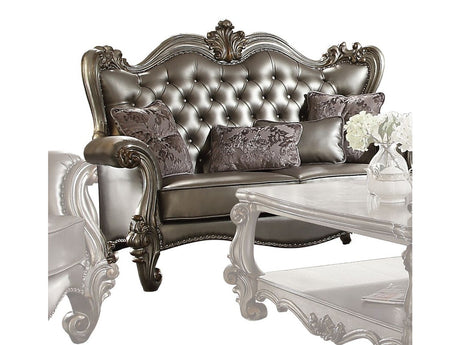 Versailles Silver Loveseat W/4 Pillows - Ornate Home