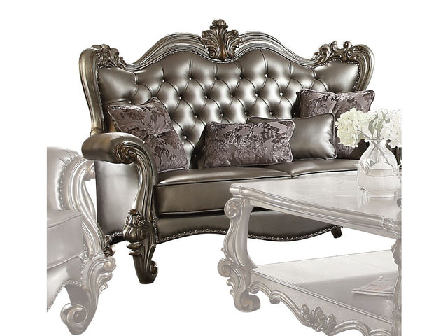 Versailles Silver Loveseat W/4 Pillows - Ornate Home