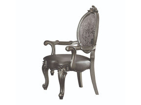 Versailles Silver PU & Antique Platinum Arm Chair - Ornate Home