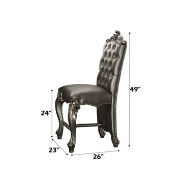 Versailles Silver PU & Antique Platinum Counter Height Chair (Set of 2) - Ornate Home