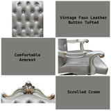 Versailles Silver PU & Antique Platinum Office Chair - Ornate Home