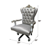 Versailles Silver PU & Antique Platinum Office Chair - Ornate Home