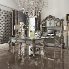 Versailles Silver PU & Antique Platinum Office Chair - Ornate Home