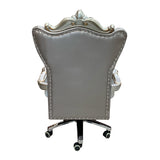 Versailles Silver PU & Antique Platinum Office Chair - Ornate Home