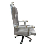 Versailles Silver PU & Antique Platinum Office Chair - Ornate Home