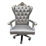 Versailles Silver PU & Antique Platinum Office Chair - Ornate Home