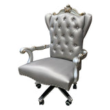 Versailles Silver PU & Antique Platinum Office Chair - Ornate Home