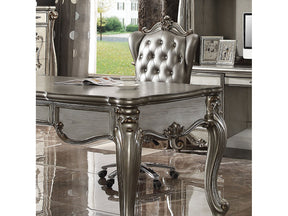 Versailles Silver PU & Antique Platinum Office Chair - Ornate Home