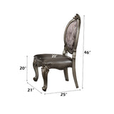 Versailles Silver PU & Antique Platinum Side Chair - Ornate Home