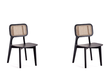 Versailles Square Dining Chair in Black and Natural Cane (set of 2) - Ornate Home