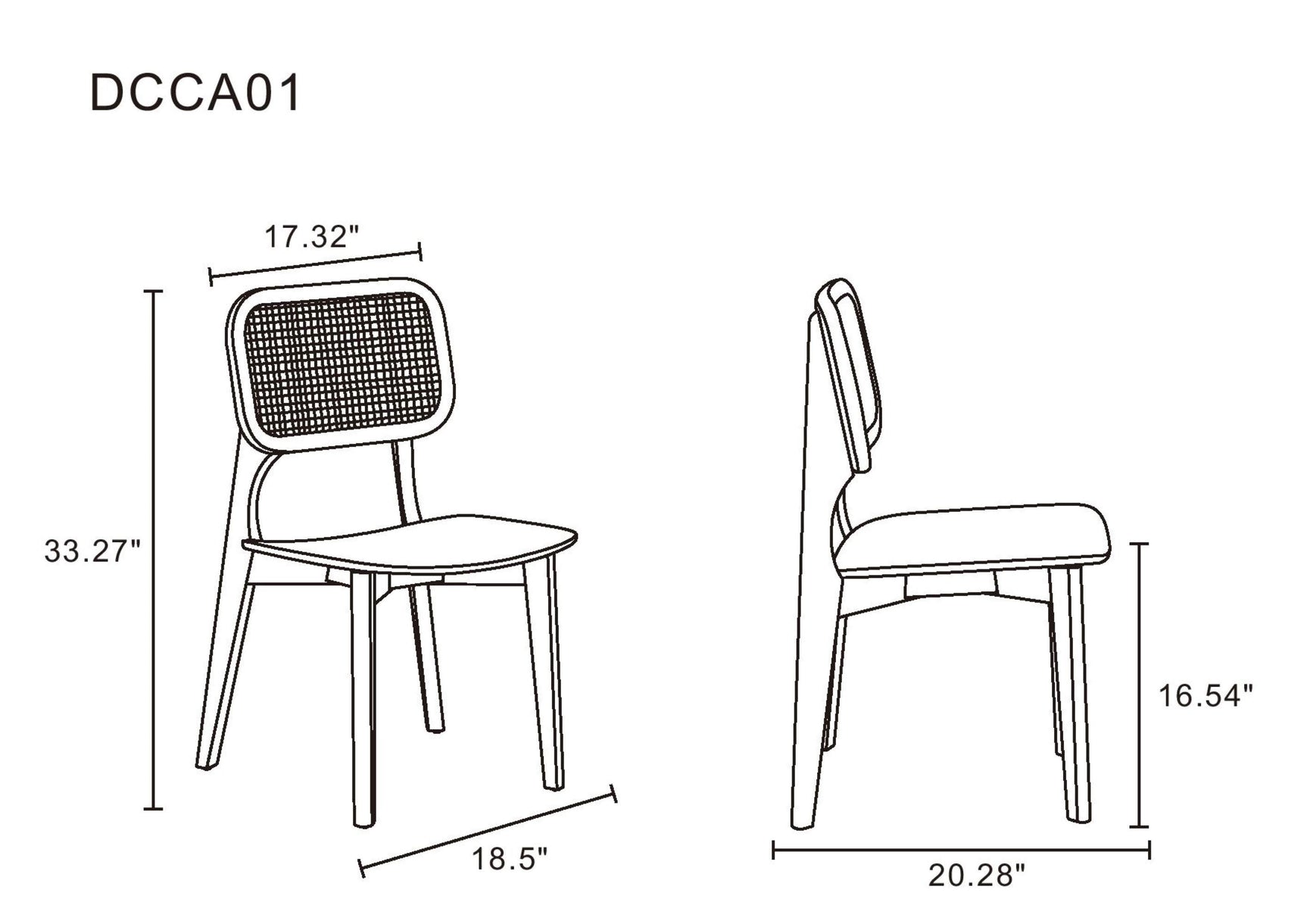 Versailles Square Dining Chair in Black and Natural Cane (set of 2) - Ornate Home