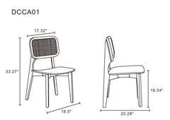 Versailles Square Dining Chair in Black and Natural Cane (set of 2) - Ornate Home