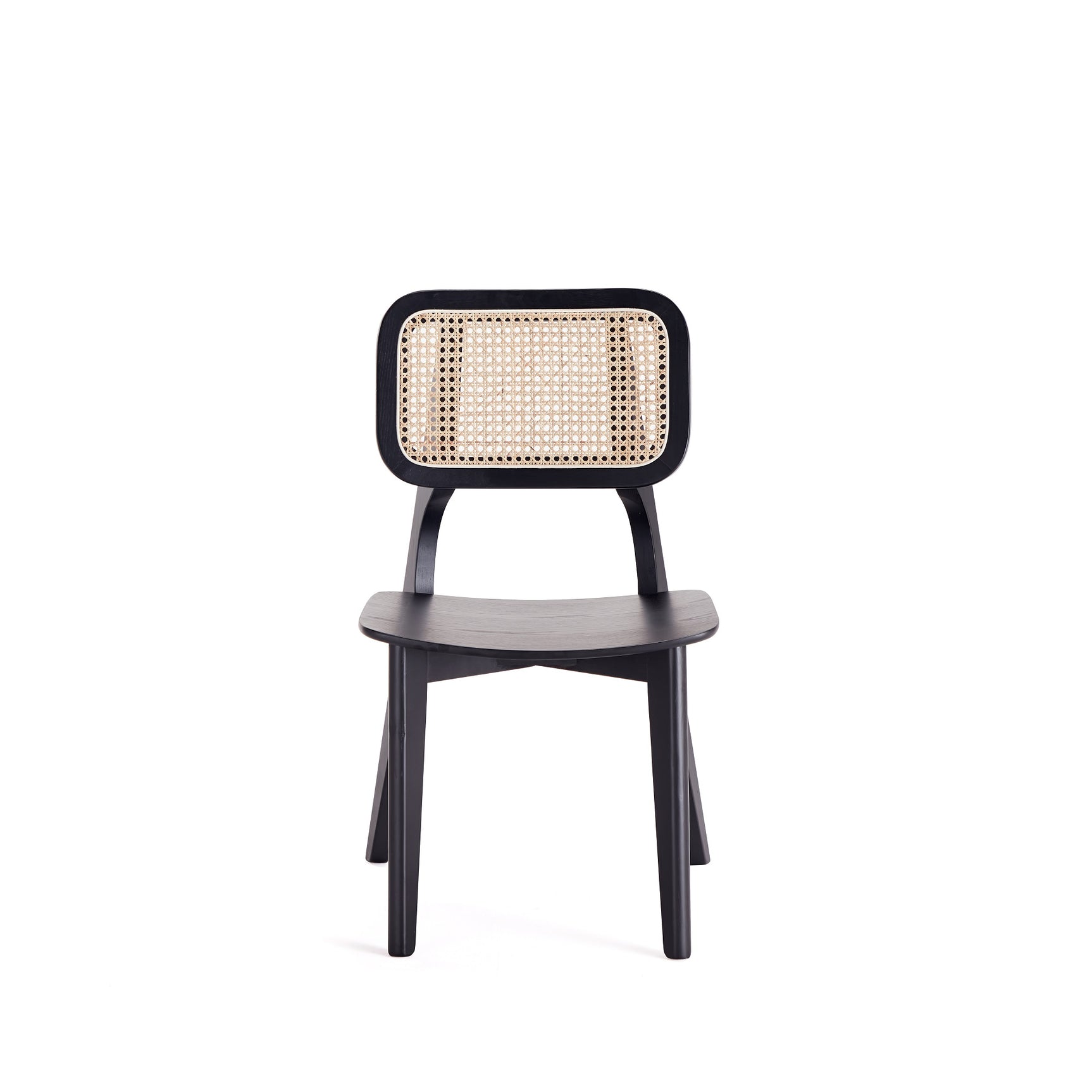 Versailles Square Dining Chair in Black and Natural Cane (set of 2) - Ornate Home