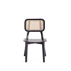 Versailles Square Dining Chair in Black and Natural Cane (set of 2) - Ornate Home