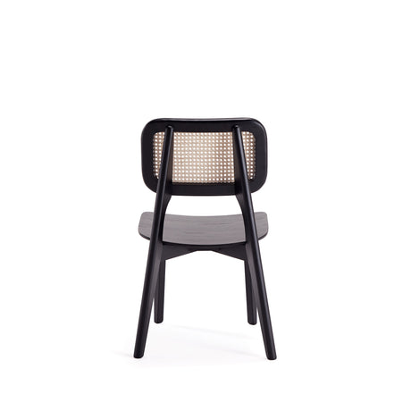Versailles Square Dining Chair in Black and Natural Cane (set of 2) - Ornate Home