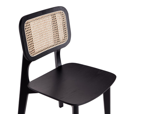 Versailles Square Dining Chair in Black and Natural Cane (set of 2) - Ornate Home